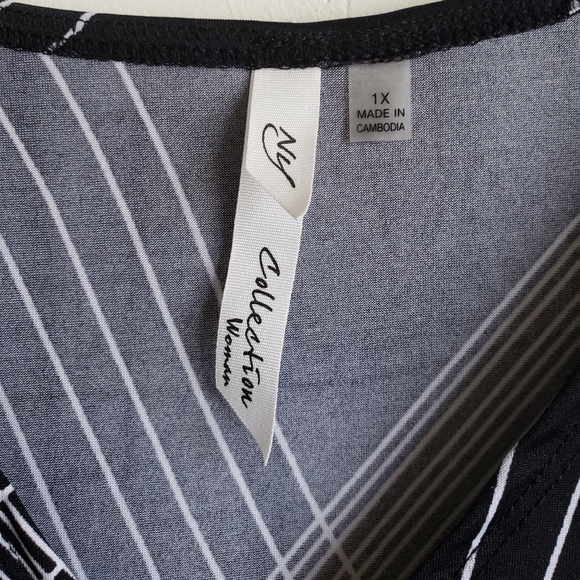 Faux Wrap-style black and white patterned dress - Picture 3 of 3